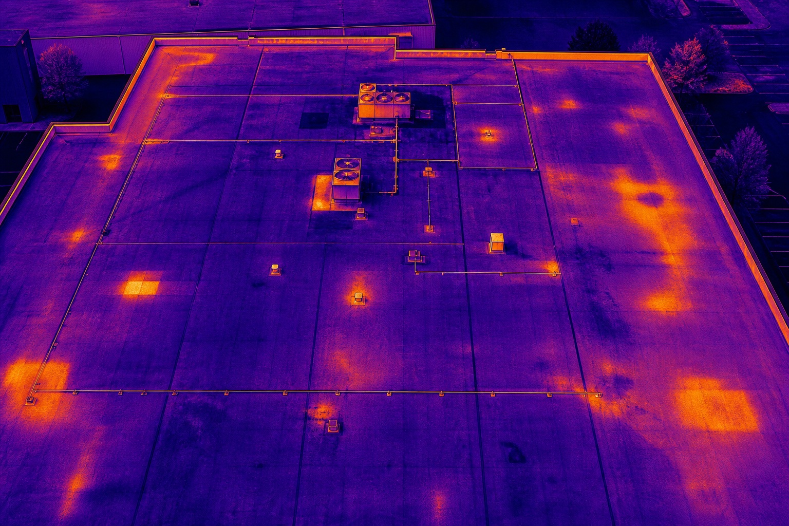 Thermal aerial imagery of a commercial roof